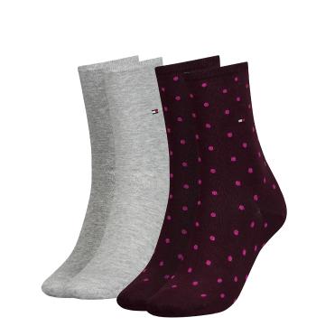 TOMMY HILFIGER - 2PACK burgundy dots ponožky-35-38