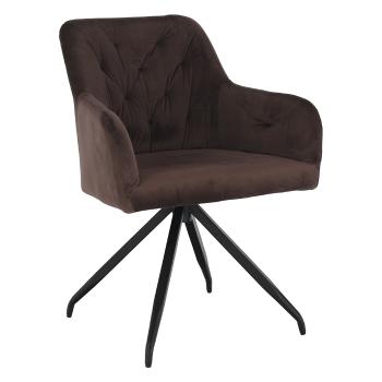 Otočná stolička, hnedá Velvet látka/čierna, VELEZA P3, poškodený tovar