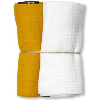 Eseco Muslin Diapers White + Mustard látkové plienky 65 x 65 cm 2 ks