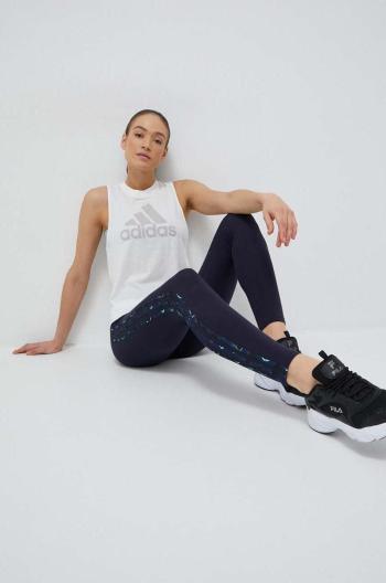 Legíny adidas dámske, tmavomodrá farba, s nášivkou