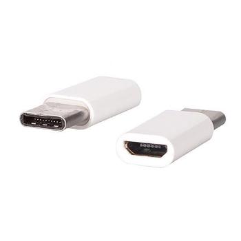 Adaptér - Micro USB na USB-C - Biela KP28025