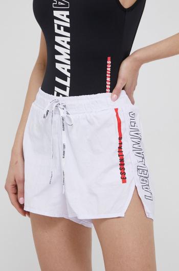 Tréningové šortky LaBellaMafia Essentials dámske, biela farba, s potlačou, stredne vysoký pás