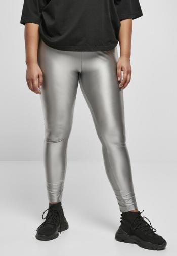 Urban Classics Ladies Highwaist Shiny Metallic Leggings darksilver - 3XL