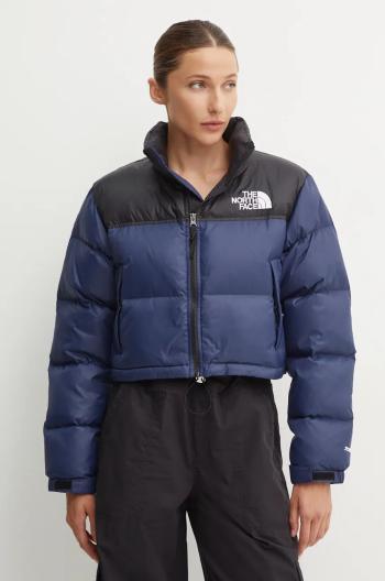 Páperová bunda The North Face Nuptse Short Jacket dámska, tmavomodrá farba, zimná, NF0A5GGE92A1