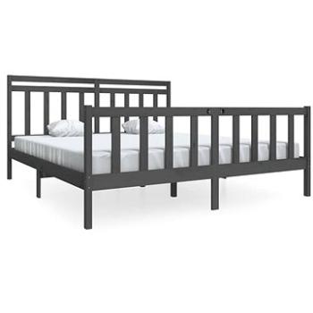Rám postele sivý masívne drevo 180 × 200 cm Super King, 3100975