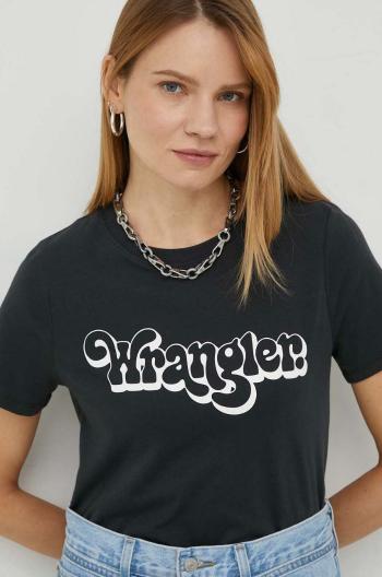 Bavlnené tričko Wrangler čierna farba