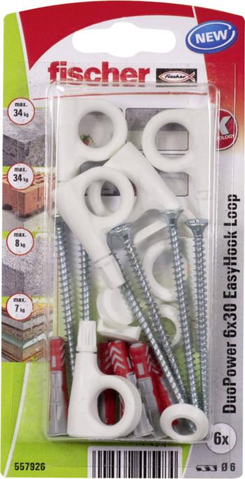 Fischer DuoPower 6x30 EasyHook Loop K (6) súprava hmoždiniek   557926 1 sada