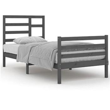 Rám postele sivý masívne drevo 90 × 200 cm, 3105847