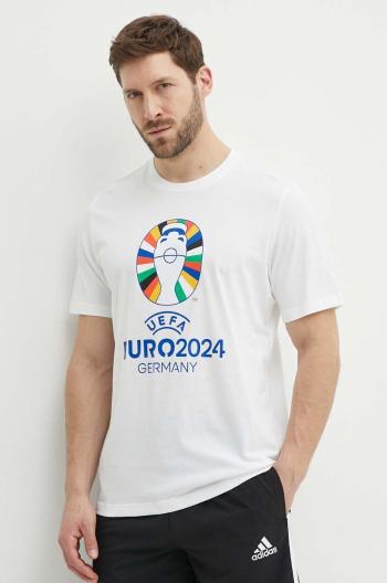 Tričko adidas Performance Euro 2024 pánske, béžová farba, s potlačou, IT9290