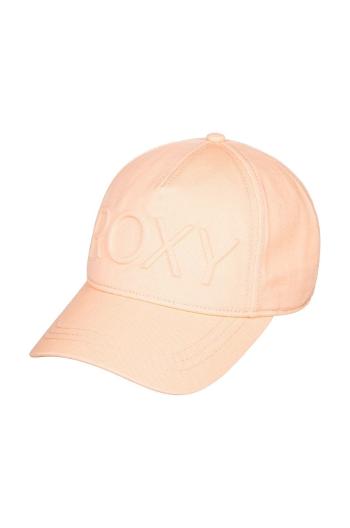 Detská bavlnená čiapka Roxy oranžová farba, s nášivkou
