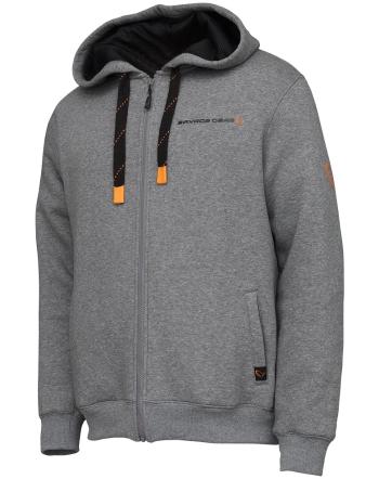 Savage gear mikina classic zip hoodie grey melange - xl