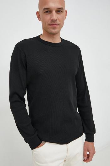 Tričko s dlhým rukávom GAP pánske, čierna farba, jednofarebné