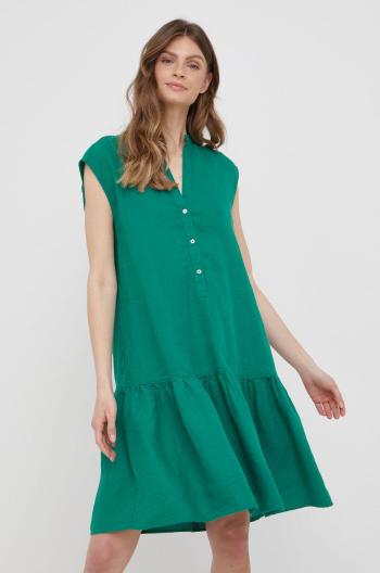Ľanové šaty Marc O'Polo zelená farba, mini, oversize