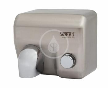 SANELA - Automatické osoušeče Elektrický sušič rúk s tlačidlom na čelnej stene, kryt z nehrdzavejúcej ocele SLO 02M