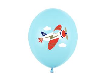 PartyDeco Latexový balón - Lietadlo pastelový modrý