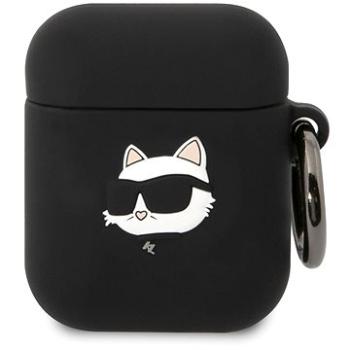 Karl Lagerfeld 3D Logo NFT Choupette Head Silikónové Puzdro na Airpods 1/2 Black (KLA2RUNCHK)