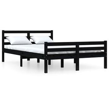 Rám postele čierny masívne drevo 135 × 190 cm Double, 814798