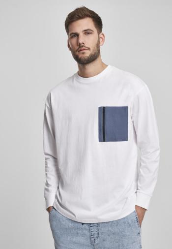 Urban Classics Boxy Big Contrast Pocket LS white - S