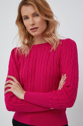 Bavlnený sveter Lauren Ralph Lauren dámsky, ružová farba, tenký,