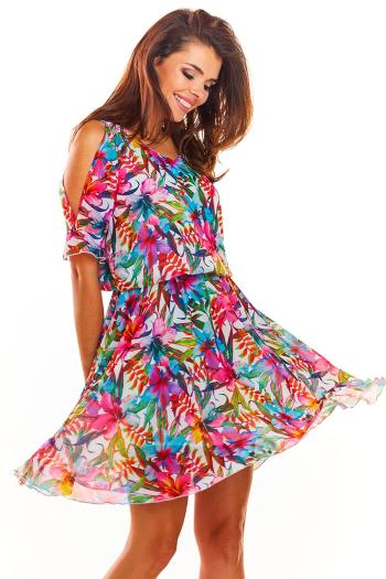 Viacfarebné kvetované šaty A295