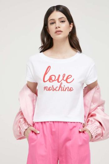 Bavlnené tričko Love Moschino biela farba