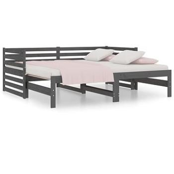 Výsuvná posteľ sivá 2× (80 × 200) cm masívna borovica, 814711