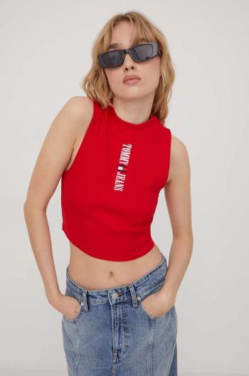 Top Tommy Jeans dámsky,červená farba,DW0DW17530