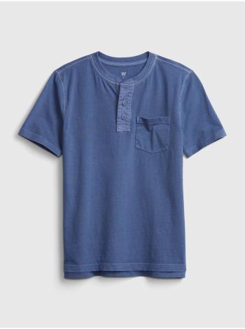 Detské tričko vintage henley t-shirt Modrá