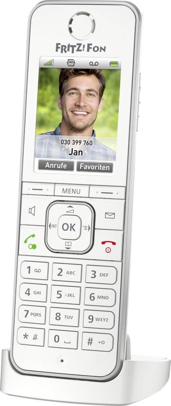AVM FRITZ!Fon C6 bezdrôtový VoIP telefón záznamník, detský telefón, handsfree, PIN kód LCD displej biela