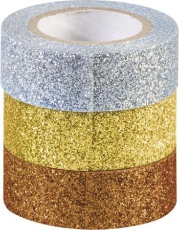 KNORR - Dekoračná lepiaca páska glitter - medená 3 ks