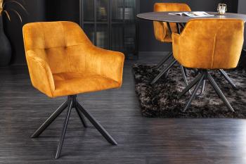 LuxD 26736 Dizajnová otočná stolička Galileo horčicovo-žltý zamat 