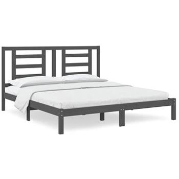 Rám postele sivý masívne drevo 180 × 200 cm Super King, 3104365