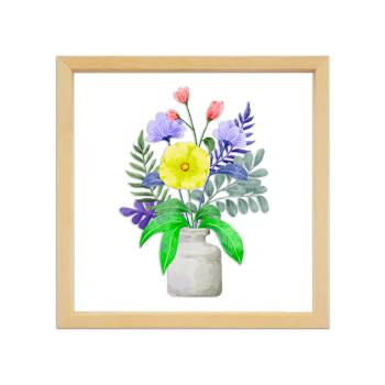 Sklenený obraz v drevenom ráme Vavien Artwork Flowers, 32 x 32 cm