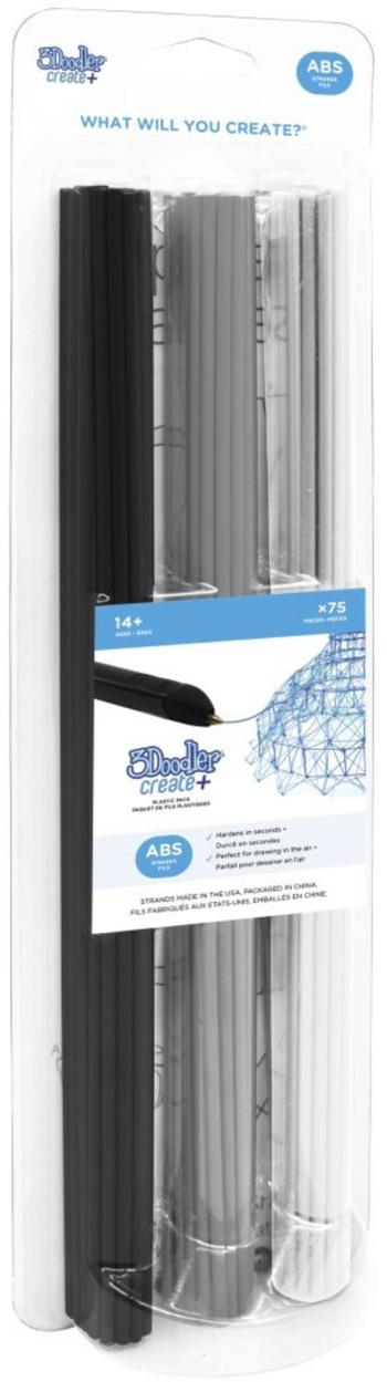 3Doodler AB-MONO-75 Create+ ABS Essential Mix vlákno pre 3D tlačiarne ABS plast   1.75 mm  čierna, sivá, biela  75 ks