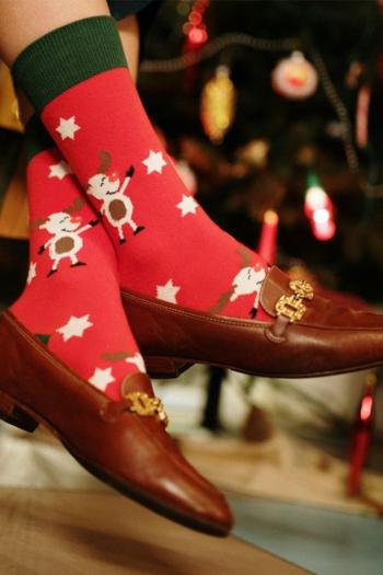Červeno-zelené ponožky Sob Vianočný