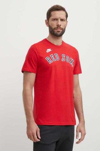 Bavlnené tričko Nike Boston Red Sox pánske, červená farba, s potlačou