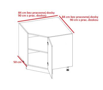 ArtExt Kuchynská linka Brerra - mat Kuchyňa: Rohová spodná skrinka D12R/90 /(ŠxVxH) 84 x 82 x 84 cm