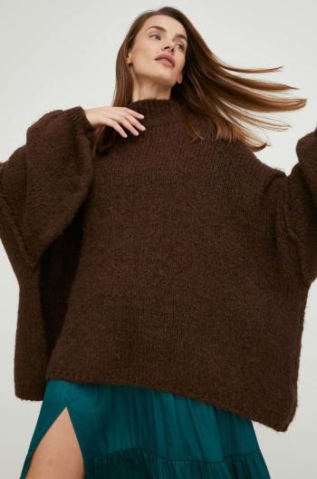 Vlnený sveter Answear Lab dámsky, hnedá farba, tenký,