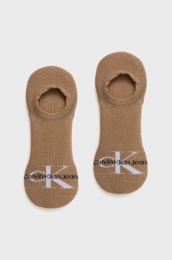 Ponožky Calvin Klein pánske, hnedá farba