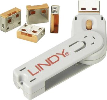LINDY zámok portu USB USB-Lock + Key sada 4 ks oranžová  vr. 1 kľúče 40453