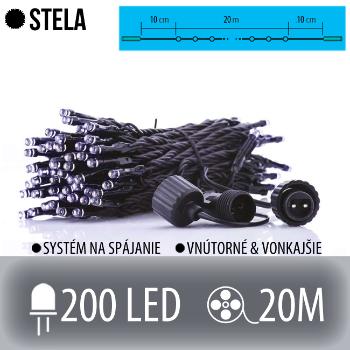 STELA spojovateľná LED svetelná reťaz vonkajšia - 200LED - 20M Studená biela