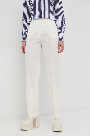 Nohavice s prímesou vlny Luisa Spagnoli dámske, béžová farba, rovné, vysoký pás