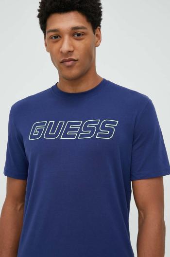 Tričko Guess pánske, tmavomodrá farba, s potlačou