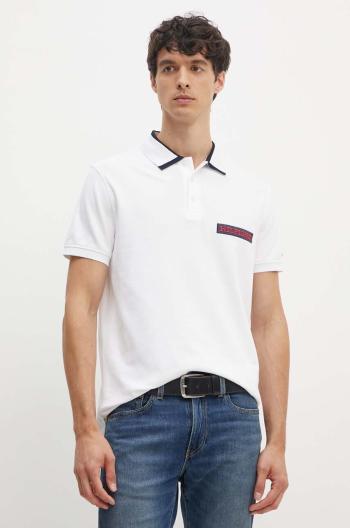 Polo tričko Tommy Hilfiger pánske, biela farba, s nášivkou, MW0MW34786