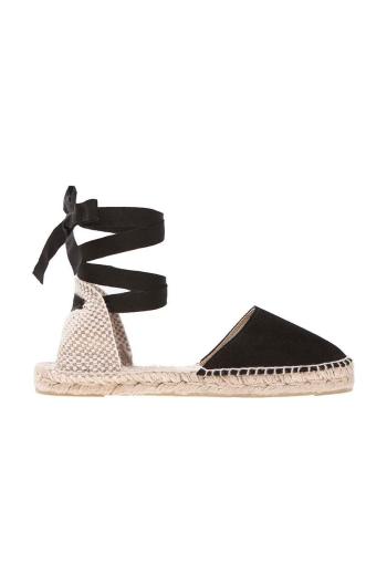 Semišové espadrilky Manebi Flat Valenciana Espadrilles čierna farba, K 1.0 P0