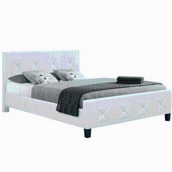 Manželská posteľ s roštom, ekokoža biela, 160x200, CARISA P1, poškodený tovar