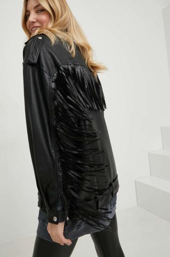 Bunda Answear Lab dámska, čierna farba, prechodná, oversize