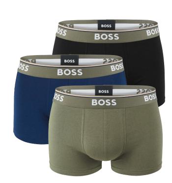 BOSS - boxerky 3PACK cotton stretch power design dark with army green waist - limitovaná fashion edícia (HUGO BOSS)-XXL (108-117 cm)