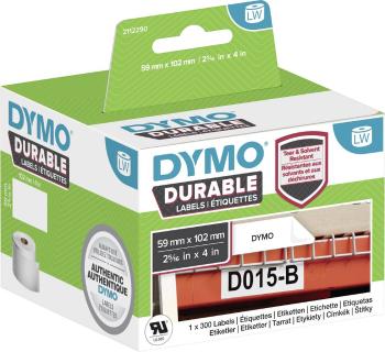 DYMO 2112290 etikety v roli 102 x 59 mm polypropylénová fólia biela 300 ks permanentné univerzálne etikety, adresná nále
