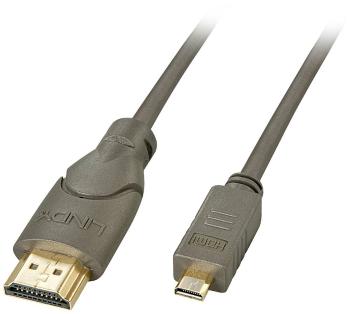 LINDY HDMI prepojovací kábel #####HDMI-A Stecker, #####HDMI-Micro-D Stecker 2.00 m sivá 41353 guľatý, dvojžilový tienený